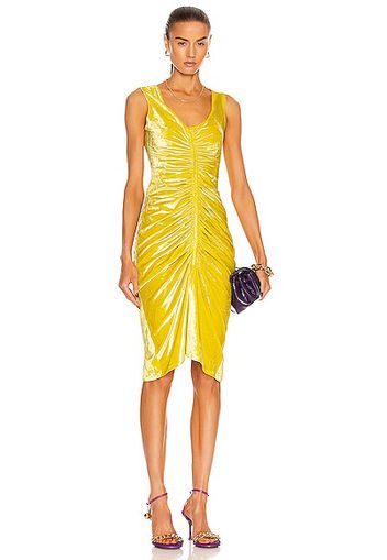 Bottega Veneta Velvet Stretch Dress in Yellow