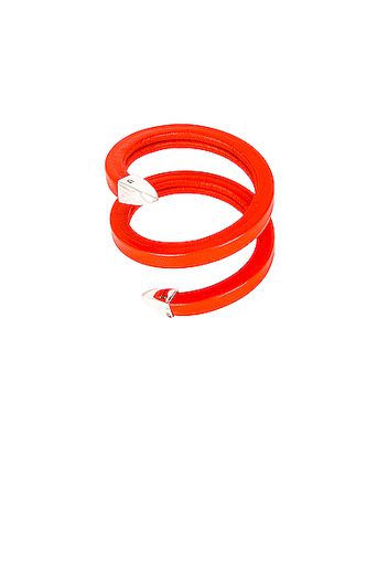 Bottega Veneta Leather Snake Bracelet in Orange