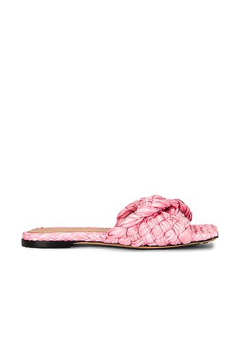 Bottega Veneta Raffia Stretch Flat Mules in Pink