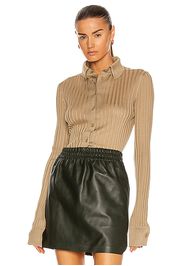 Bottega Veneta Light Weight Silk Rib Sweater in Beige