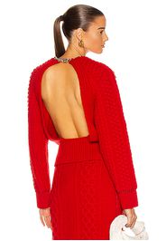 Bottega Veneta Cable Shetland Tweed Sweater in Red