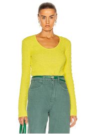 Bottega Veneta Pom Pom Sweater in Green