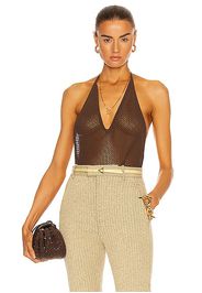 Bottega Veneta Fishnet Bodysuit in Brown