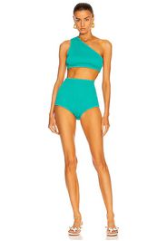 Bottega Veneta Crinkle Bikini Set in Teal