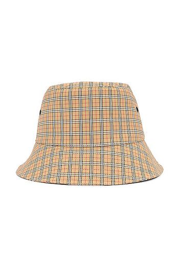 Burberry Micro Check Bucket Hat in Beige