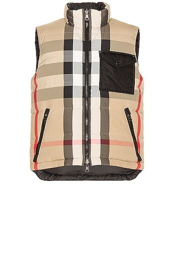 Burberry Reversible Check Down Gilet in Beige