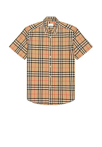 Burberry Caxton Short Sleeve Check Shirt in Neutral,Plaid