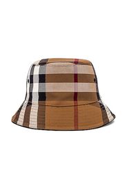 Burberry Canvas Check Bucket Hat in Brown