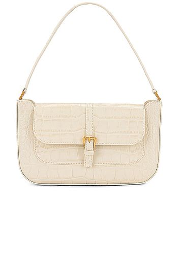 BY FAR Miranda Croco Embossed Leather Shoulder Bag in White