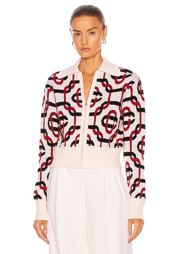 Casablanca Monogram Zip Up Jacket in Cream