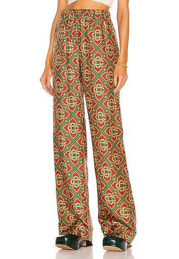 Casablanca Monogram Silk Twill Trouser in Burgundy