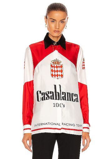 Casablanca Printed Classic Silk Twill Shirt in White