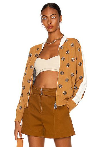 Chloe Flower Dot Knit Jacket in Tan