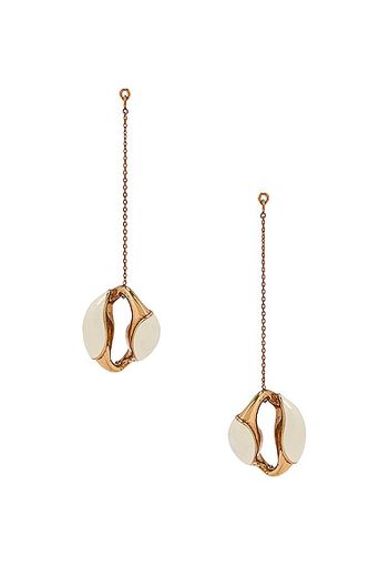 Chloe Brass and Lacquer Dangle Earrings in White