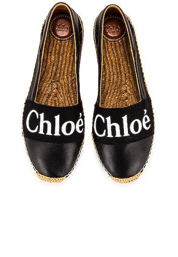 Chloe Woody Espadrille Flats in Black