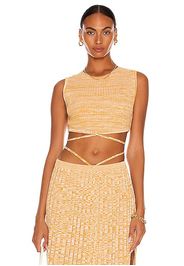 Christopher Esber Sleeveless Knit Tie Crop Top in Mustard