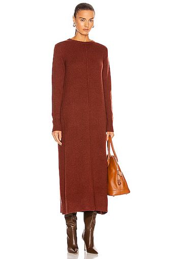 CO Seamed Crew Neck Sweater Dress in Burnt Orange