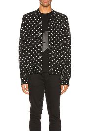 Comme Des Garcons PLAY Dot Print Wool Cardigan with Black Emblem in Black,Polka Dots