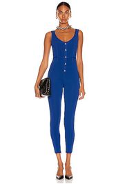 David Koma Front Button Detail Knit Jumpsuit in Royal