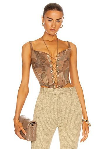 Dion Lee Ikat Corset Top in Brown