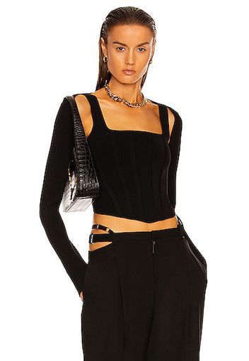 Dion Lee Pointelle Corset Long Sleeve Top in Black