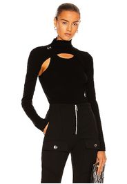 Dion Lee E-Hook Holster Hybrid Long Sleeve Top in Black