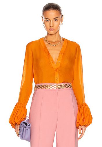 Fe Noel Puff Sleeve Cardigan in Orange