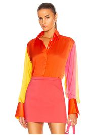 Fe Noel Golden Hour Button Up Top in Orange