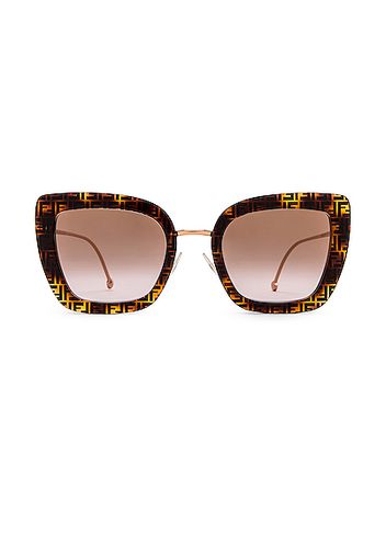 Fendi Logo Cat Eye Sunglasses in Brown