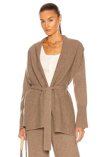 FRAME Oversized Tied Cardigan in Tan