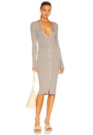 GALVAN Rhea Lounge Midi Dress in Metallic Silver