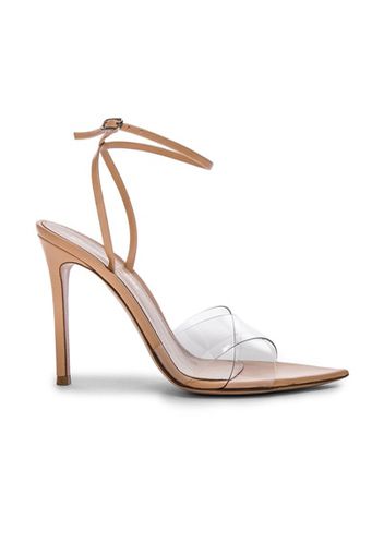 Gianvito Rossi Leather & Plexi Stark Ankle Strap Sandals in Nude