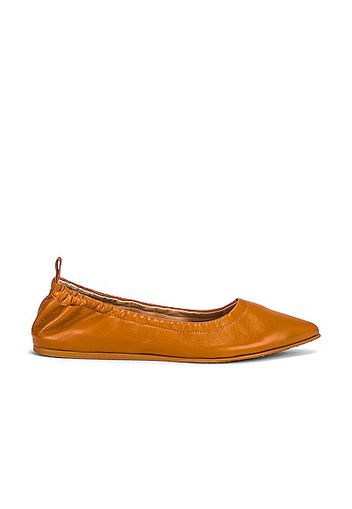 Gianvito Rossi Leather Pointed Flats in Tan