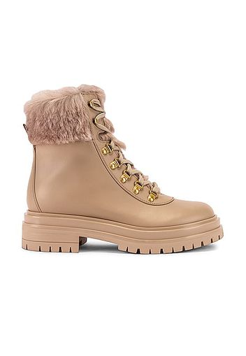 Gianvito Rossi Alaska Lace Up Flat Boots in Beige