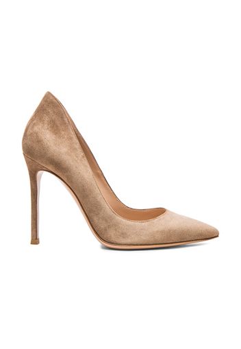 Gianvito Rossi Suede Ellipsis Pumps in Nude