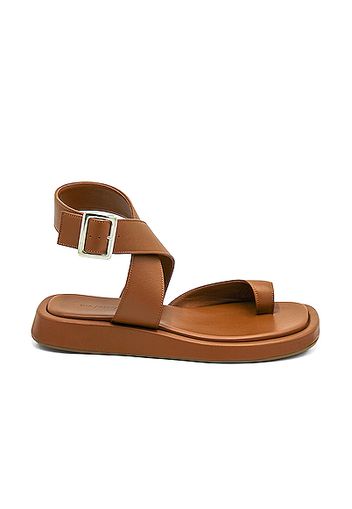 GIA/RHW Flat Toe Ring Wrap Sandal in Brown
