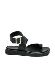 GIA/RHW Flat Toe Ring Wrap Sandal in Black