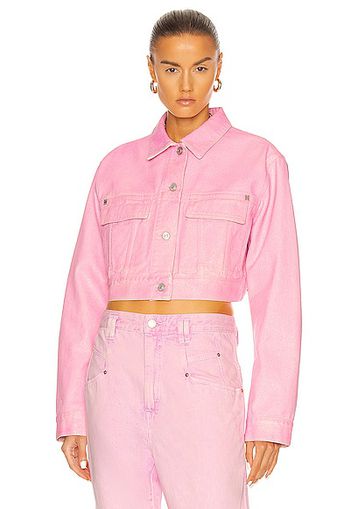 Givenchy Cropped Glitter Denim Jacket in Pink