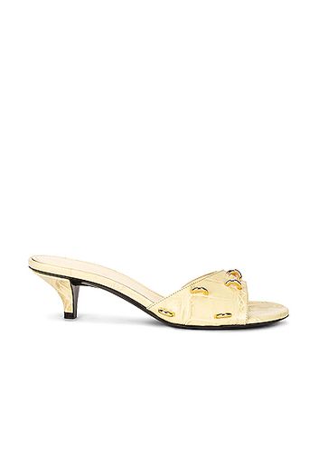 Givenchy Open Toe Embossed Croc Mules in Cream