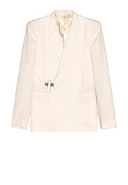 Givenchy Woven Padlock Dry Wool Jacket in Ivory
