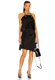 Givenchy Asymmetrical Short Draped Dress in Black