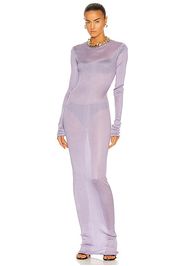 Givenchy Ribbed Silk Long Sleeve Tubular Dress in Lavender