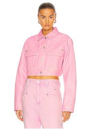 Givenchy Cropped Glitter Denim Jacket in Pink