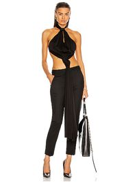 Givenchy Open Back Chain Knotted Halter Top in Black