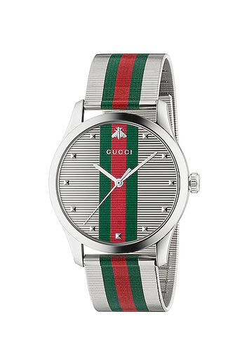 Gucci G-Timeless Contemporary 42mm Watch in Metallic,Stripes