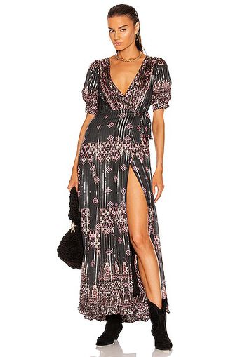 HEMANT AND NANDITA Noor Cape Maxi Dress in Black