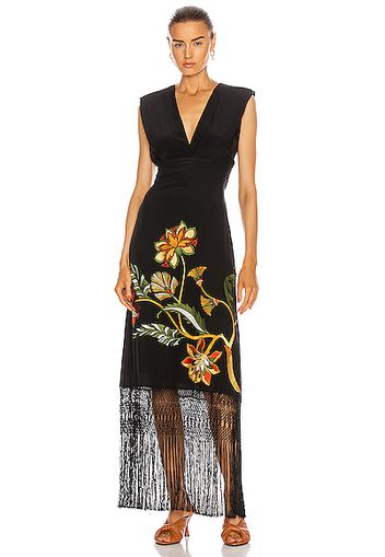 Johanna Ortiz Warrior Goddess Maxi Dress in Black,Floral