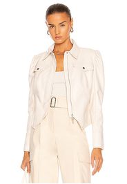 JONATHAN SIMKHAI STANDARD Wyatt Vegan Leather Jacket in Ivory