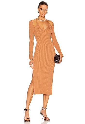 JONATHAN SIMKHAI Esperanza Cut Out Midi Dress in Tan