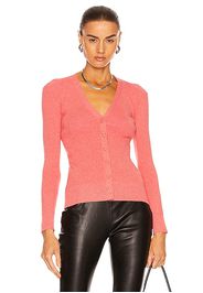 JoosTricot Long Sleeve Cardigan Top in Coral